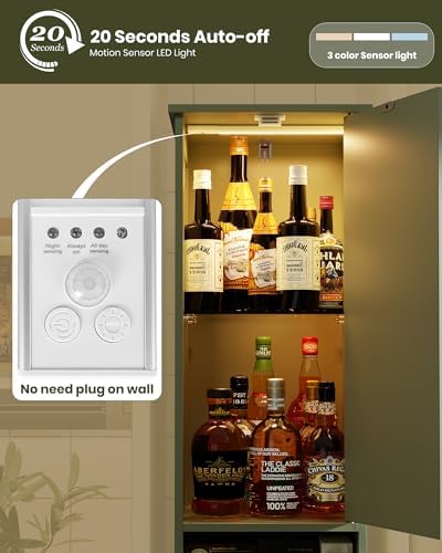 HAIOOU Tall Narrow Bathroom Storage Cabinet with Light for Small Spaces