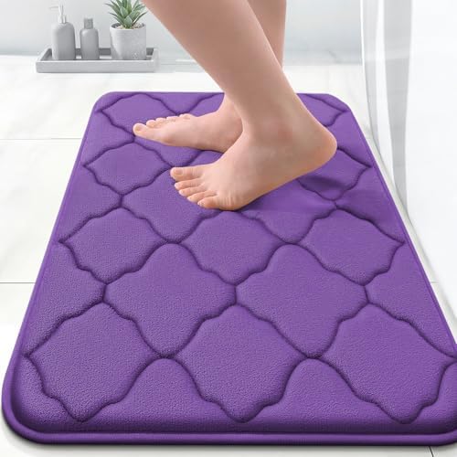 OLANLY Memory Foam Bath Mat Rug 24x16, Ultra Soft Bathroom Rugs, Purple