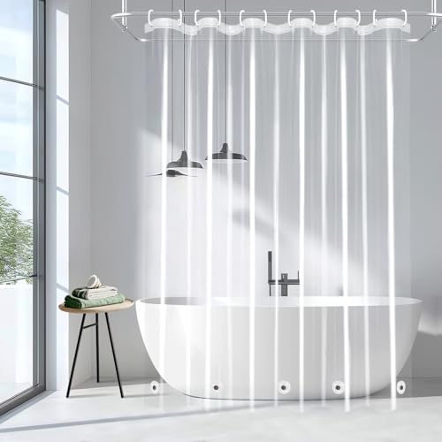 EurCross Shower Curtain Liner with 5 Bottom Magnets,BPA-Free 9G PEVA Clear Shower Liner for Bathtub, PVC-Free Premium See-Through Plastic Shower Curtain for Bathroom 72x72 inch,Waterproof