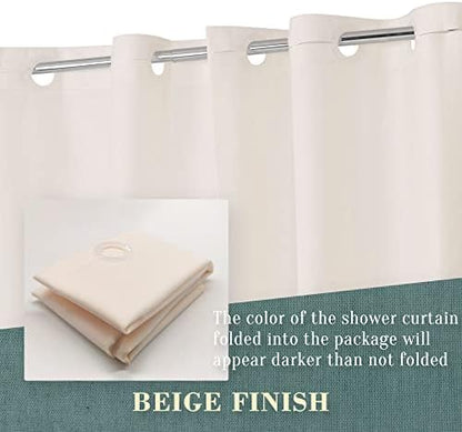 No Hook PEVA Shower Curtain or Liner, Standard Size 71 x 74, Beige