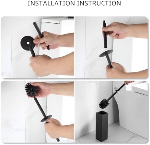 BGL Toilet Brush and Holder Set, Matte Black Freestanding for Bathroom Storage and Organization, Square Design Sturdy and Space Saving
