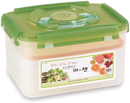 E-Jen Premium Kimchi, Sauerkraut Container Probiotic Fermentation with Inner Vacuum Lid (Earthenware Green, 1.3 gal/ 5.2L)