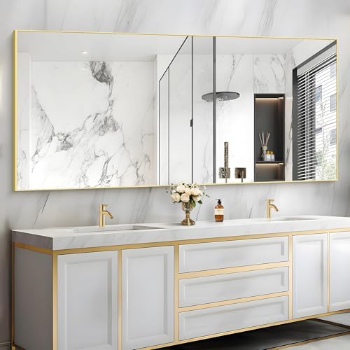 COFENY 36x72inch Bathroom Mirror, Gold Rectangle Mirror with Thin Metal Frame, Large Rectangular Wall Mirrors for Bathroom, Living Roomm, Hair Salon, Big Farmehouse Mirror Hang Horizontal/Vertical