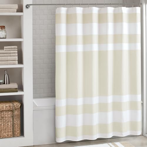 Madison Park Spa Waffle Weave Extra Long Shower Curtain, 72 x 84, Cream