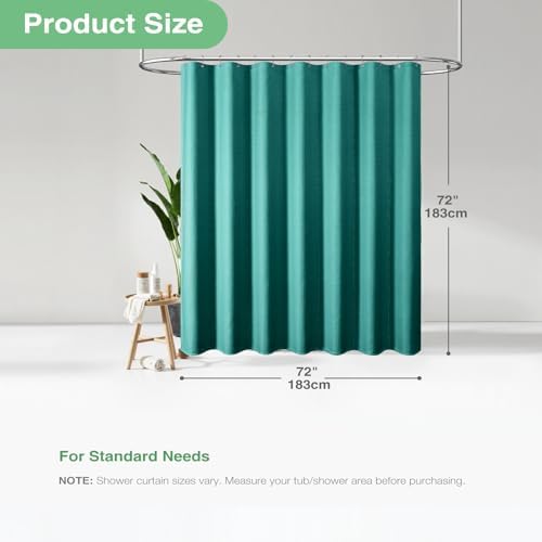 Dynamene Waffle Shower Curtain 256GSM Heavy Duty Fabric 72x72 Seaweed Green