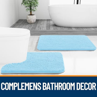 OLANLY Bathroom Runner Rugs 47x17, Extra Soft Absorbent Chenille Bath Rugs