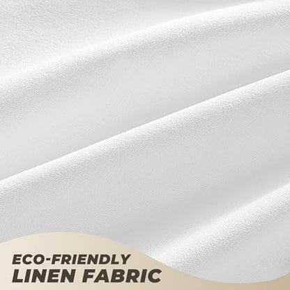 Linen Shower Curtain Boho White Shower Curtain with Tassels 72"W x 72"L