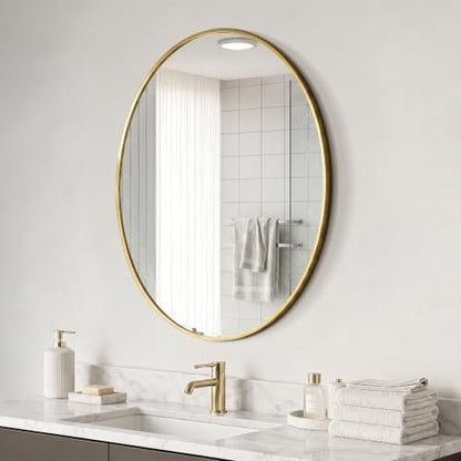 Oval Bathroom Mirror for Wall, 22"x28" Gold Bathroom Vanity Mirror