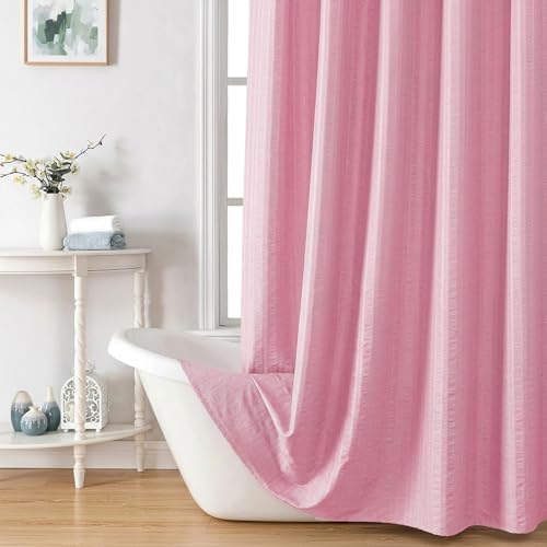 Aiyufeng Moga Bright Pink Fabric Shower Curtains for Bathroom - Hotel Spa Polyester Cloth Bath Curtain with 12 Holes, 72x72, Machine Washable, Bright Pink