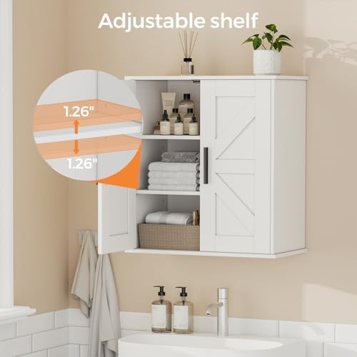 Homleke Bathroom Wall Cabinet, Medicine Cabinet with Adjustable Shelves