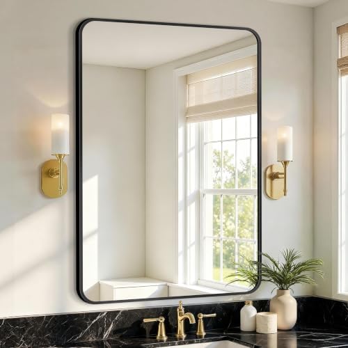 Vanity Bathroom Mirror, 36”x24” Black Bathroom Mirror for Over Sink