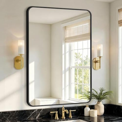 Vanity Bathroom Mirror, 36”x24” Black Bathroom Mirror for Over Sink