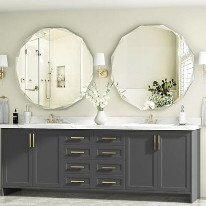 30x30 Inch Bathroom Mirrors for Over Sink, Round Frameless Mirrors for Wall