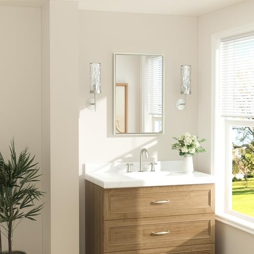 TETOTE Brushed Nickel Mirror for Over Sink 20" x 30" Rectangle Beveled Frame Bathroom Vanity Mirror Brushed Nickel, Tempered Glass, Stronger Frame, Modern Farmhouse Bedroom, Entryway