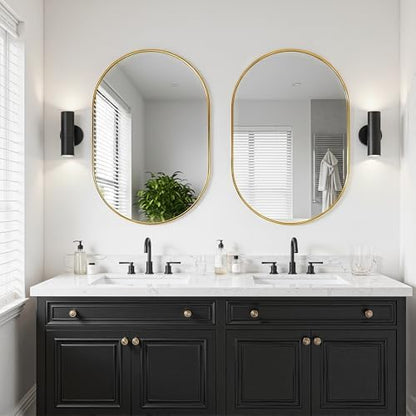 Oval Bathroom Mirror for Over Sink, 2 Pack 24"x36" Gold Wall Mirror