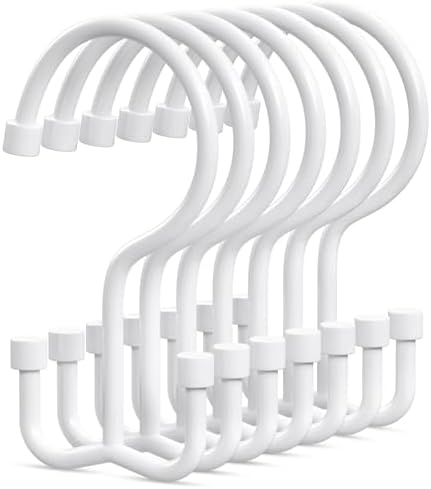 Goowin Shower Curtain Hooks, Shower Curtain Rings, Durable Shower Curtain Hangers Rust Proof, Double Glide Shower Rings for Curtain, Simple Shower Hooks for Shower Curtain, White, 24 Pack-Cylinders
