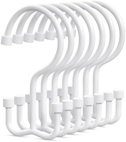 Goowin Shower Curtain Hooks, Shower Curtain Rings, Durable Shower Curtain Hangers Rust Proof, Double Glide Shower Rings for Curtain, Simple Shower Hooks for Shower Curtain, White, 24 Pack-Cylinders