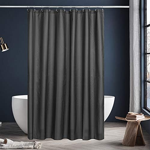 N&Y HOME Fabric Shower Curtain or Liner with Magnets, Graphite Gray