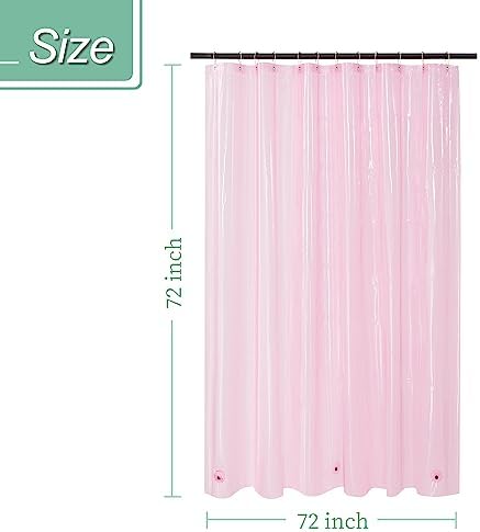 Mrs Awesome Clear Pink Shower Curtain Liner with 3 Magnets, 72x72