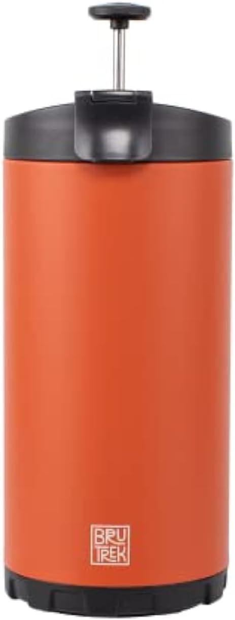 BruTrek® by Planetary Design Steel Toe 3.0 Travel Coffee Press - Brew 20 fl.oz On The Go - No Spill Lid, Double Wall Vacuum Insulated Stays Hot for Hours, French Press Coffee (Red Rock)