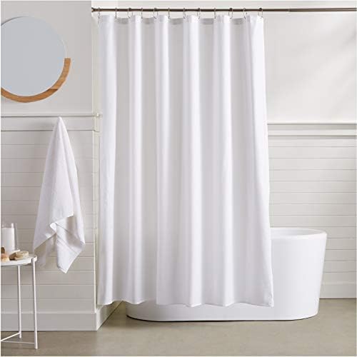 Amazon Basics Lightweight Super Soft Easy Care Microfiber Waffle Texture Shower Curtain, 72" x 72", White (Pack of 8)