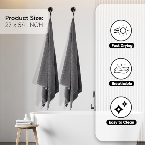 HOMEXCEL Bath Towels 2PK, Microfiber Ultra Soft Bathroom Towel, 27x54 in