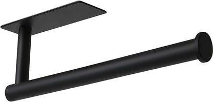 theaoo Paper Towel Holder - Under Cabinet Paper Towel Holder for Kitchen, Adhesive Paper Towel Roll Rack for Bathroom Towel, Wall Mounted Matte Black Paper Towel Rack, SUS304 Stainless Steel(1, Black)