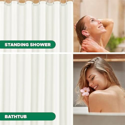 Fabric Shower Curtain Liner 72x72 Inch-Ivory Standard Size Shower Liners