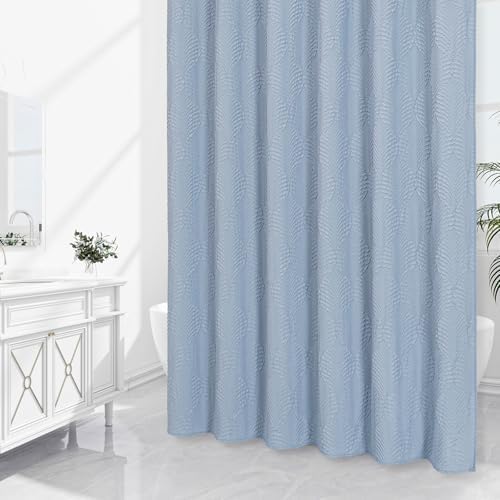 Gibelle 72x84 Extra Long Shower Curtain, Fog Blue 3D Embossed Half Bath Curtain