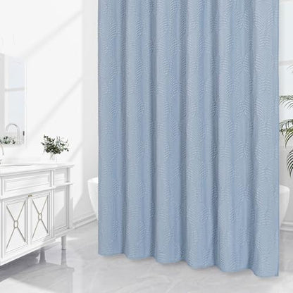 Gibelle 72x84 Extra Long Shower Curtain, Fog Blue 3D Embossed Half Bath Curtain