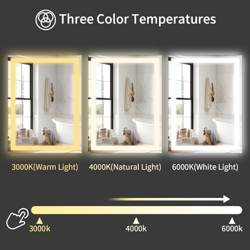 Koonmi 32x24 LED Bathroom Mirror, Shatterproof Mirror with Light