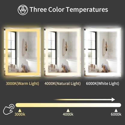 Koonmi 40x32 LED Bathroom Mirror, Shatterproof Mirror with Light