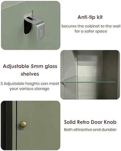 HAIOOU Tall Narrow Bathroom Storage Cabinet with Light for Small Spaces