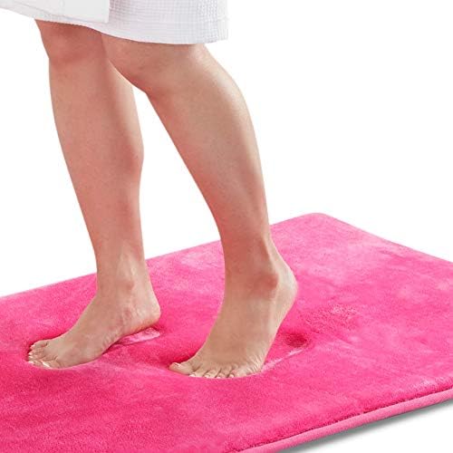 Memory Foam Bath Mat Non Slip Absorbent Super Cozy Velvet Bathroom Rug Carpet (60 inches X 17 inches, Fuschia)