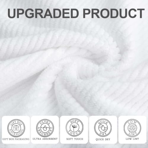 VOOVA & MOVAS White Washcloths 6PC, 100% Cotton, 13x13 in