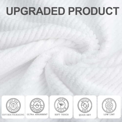 VOOVA & MOVAS White 3PC Towel Set, 100% Cotton