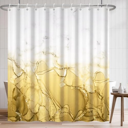 Yellow Marble Waterproof Bathroom Shower Curtain 65x72 inches
