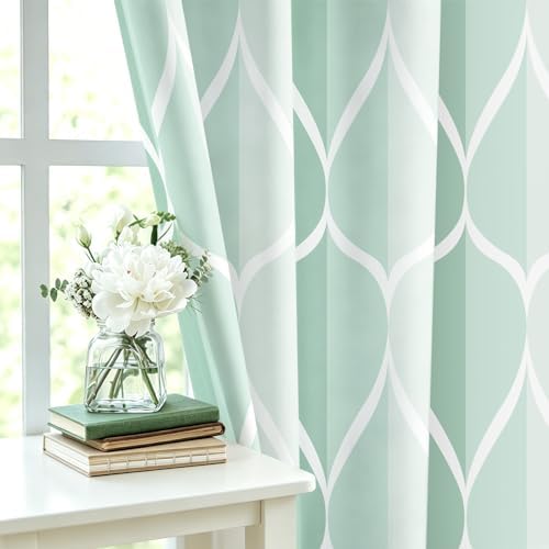Gelbchu Geometric Shower Curtain for Bathroom, Light Green, 72x72 Inch