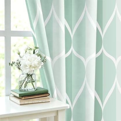 Gelbchu Geometric Shower Curtain for Bathroom, Light Green, 72x72 Inch
