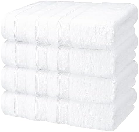 American Soft Linen Salem 100% Cotton Turkish 4 Piece Hand Towels for Bathroom, 600 GSM Soft Absorbent Quickdry Hand Face Towel Set, White
