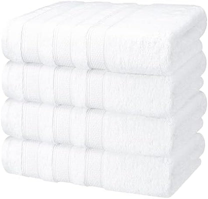 American Soft Linen Salem 100% Cotton Turkish 4 Piece Hand Towels for Bathroom, 600 GSM Soft Absorbent Quickdry Hand Face Towel Set, White