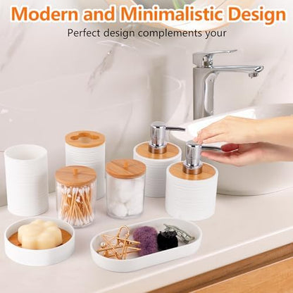 10 PCS White Bathroom Accessories Set with Trash Can Bathroom Accessory