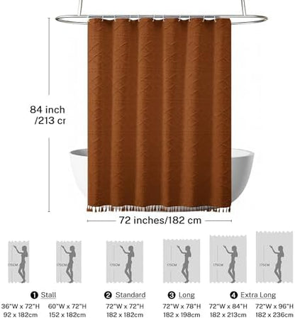 Siiluminisoy 84 Inch Long Shower Curtain Terracotta Shower Curtain Fabric 72 x 84 Shower Curtain Cloth Textured Tufted Chevron Vintage Shower Curtains for Bathroom