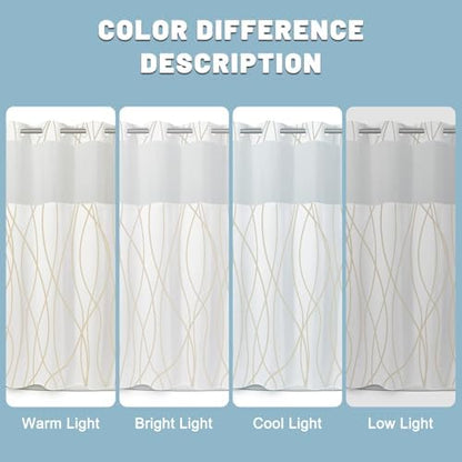 LXBNI Beige Khaki No Hook Shower Curtain with Liner, 71 x 74 Inch