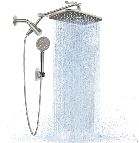 Veken Brushed Nickel 11.8" Shower Head with Handheld,Stain Resistant Finish