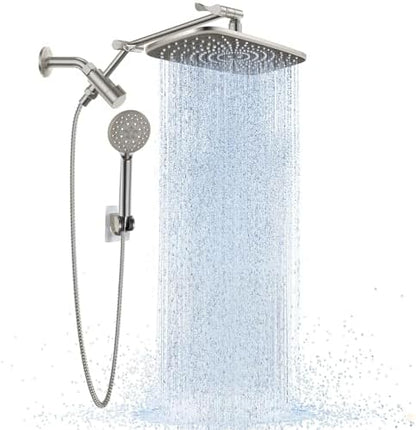 Veken Brushed Nickel 11.8" Shower Head with Handheld,Stain Resistant Finish