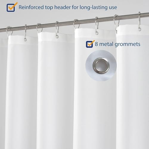 N&Y HOME Fabric Shower Curtain Liner Extra Long Stall Size 48x84, White