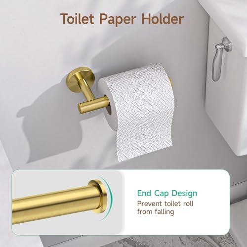 USHOWER 8PCS Light Gold Bathroom Hardware Set, 24-Inch Towel Bar Set