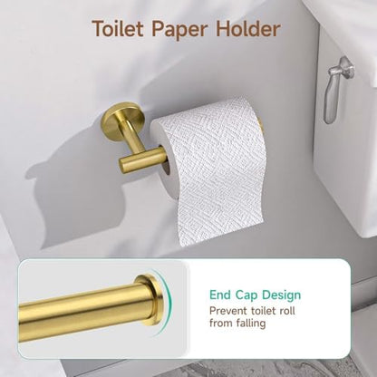 USHOWER 8PCS Light Gold Bathroom Hardware Set, 24-Inch Towel Bar Set