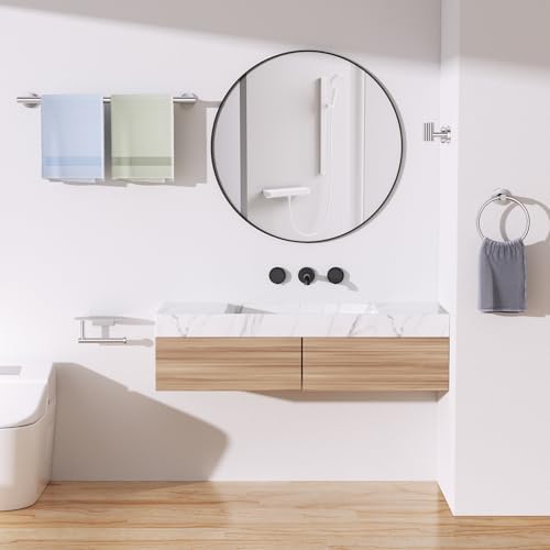 TURS Brushed 5 Piece Bathroom Hardware Set, SUS304 Stainless Steel Bath Towel Bar Set, Bathroom Towel Rack Set Wall Mounted